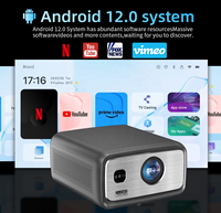 Projecteur portable LED LCD 2025, système Android 12, 2+64G, résolution native 1920x1080p, 1400 ANSI Lumens, WiFi 5G, BT, Home Cinéma
