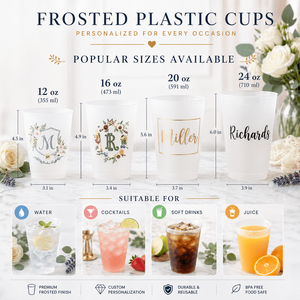 Gobelets en plastique givré personnalisés Sofia Ali, gobelets de fête de <span class=keywords><strong>mariage</strong></span> personnalisés avec monogramme, nom, logo pour les invités de l'événement - Product Image 6