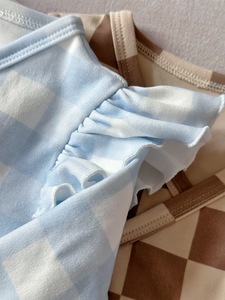 Combinaison bébé à carreaux, à volants, à manches longues, en tricot, douce, pour nouveau-né, style <span class=keywords><strong>kimono</strong></span>, pour le printemps et l'automne - Product Image 2