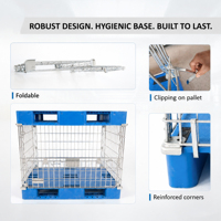 Cage de stockage en treillis métallique galvanisé entièrement soudé, empilable et démontable, pour palettes, robuste, pour entrepôt