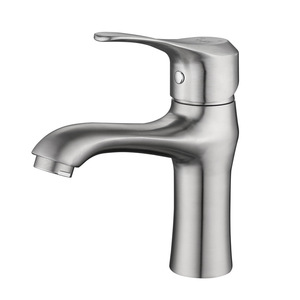 Grifo de Lavabo Monomando de Acero Inoxidable con Válvula Cerámica, Moderno, de Montaje en Cubierta, para Fregadero de Baño - Product Image 1