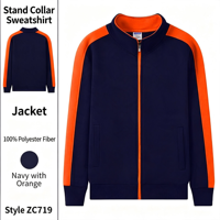 Sweat-shirt en velours zippé personnalisé OEM ODM, col montant, manches longues, uniforme de travail, uniforme d'équipe sportive, automne