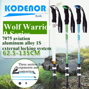 Codeno Wolf Warriors da esterno 9 bastone da arrampicata a tre sezioni in lega di alluminio dritto pieghevole bastone da sci stampella EVA serratura esterna - Product Image 2