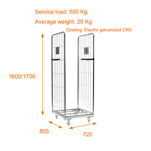 280x105mm nhiệm vụ ánh sáng CuộN lồng container 720x805 2 bên lưới H1600 h1700mm có thể gập lại lưu trữ kim loại dây nhựa thép-pallet - Product Image 2
