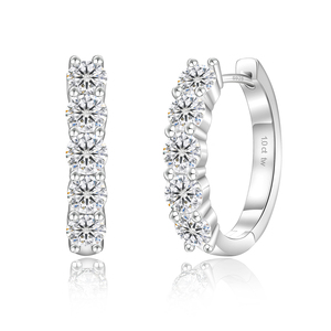 Brinco de Argola Masculino Huggie com <span class=keywords><strong>Moissanite</strong></span> 1.0Ctw, Banhado a Ouro Branco 14K, Prata Esterlina 925, Joia de Casamento, Presente - Product Image 1