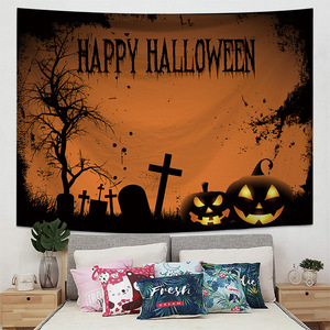 Alta Impresión Digital Halloween espeluznante calabaza Casa Encantada casa decoración pared colgante de pared tapiz - Product Image 4