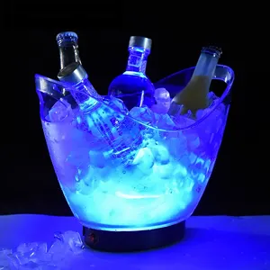 4L 8L 2L cubo de hielo LED plástico KTV bar fiesta contenedores de bebidas impermeable fábrica al por mayor enfriador recargable