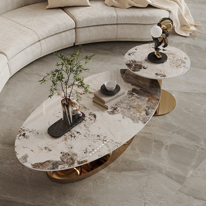 <span class=keywords><strong>Table</strong></span> <span class=keywords><strong>Basse</strong></span> Créative de Designer Luxe <span class=keywords><strong>Moderne</strong></span> Simple en Acier Inoxydable et Plateau en Roche pour Petits Espaces - Product Image 3