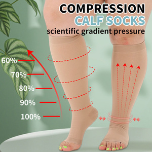 Chaussettes de compression graduée pour femmes, couleur chair, 20-30 mmHg, pour infirmières, en Spandex/Nylon, hauteur genou, bout ouvert, antidérapantes, souples et stabilisantes - Product Image 6