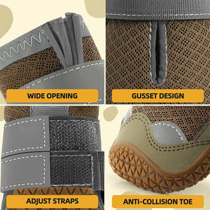 Vente en gros chaude 4 pièces/ensemble chaussures et chaussettes pour animaux de compagnie bottes pour chien respirantes antidérapantes tissu microfibre caoutchouc avec bandes réfléchissantes - Product Image 2