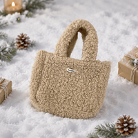 Sac fourre-tout pour femme, style mode, couleur unie, en peluche douce, petit sac à main, design classique, style décontracté, sac à déjeuner