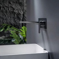 Robinet de lavabo moderne à affichage numérique à un trou, mélangeurs en acier inoxydable, robinets en cascade, montage mural, robinet de salle de bain