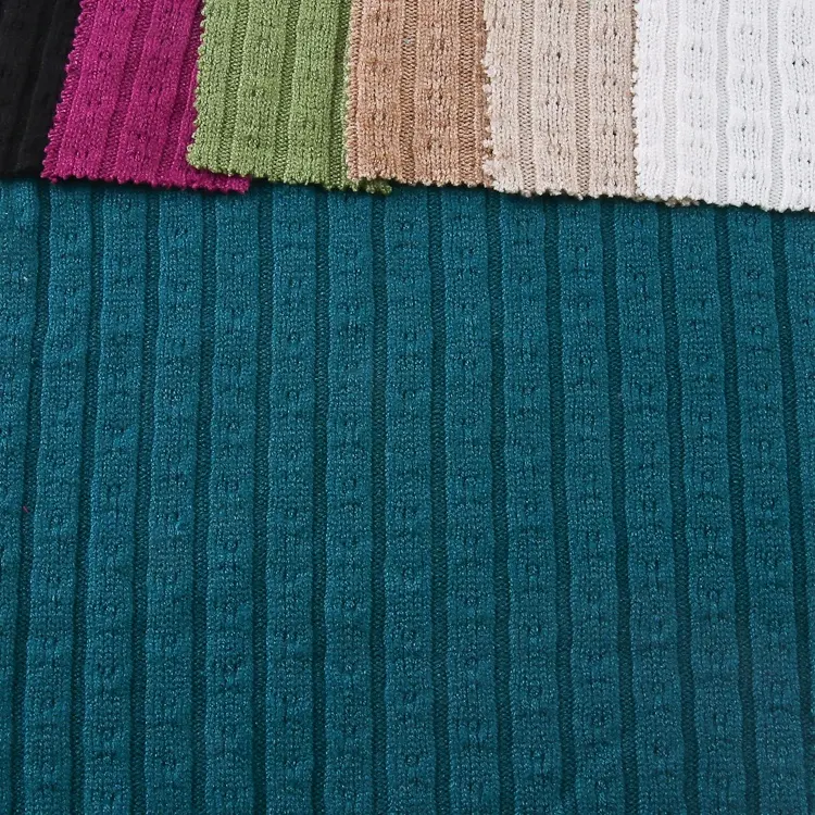 CustomTR Rayon Poly Nylon Knitting Heavy Spun Ribbed Hacci Jacquard Fabric for Garment