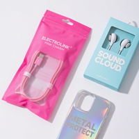 Sacs à fermeture éclair personnalisés transparents brillants avec câbles de données USB scellés sur 3 côtés sacs en plastique étanches avec fil d'ordinateur pour l'emballage