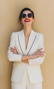 Elegant Ivory Women Tuxedo <b>Suit</b> Bridal Pantsuit with Tailored Blazer and <b>Trousers</b> Formal <b>Wedding</b> Set - Product Image 3