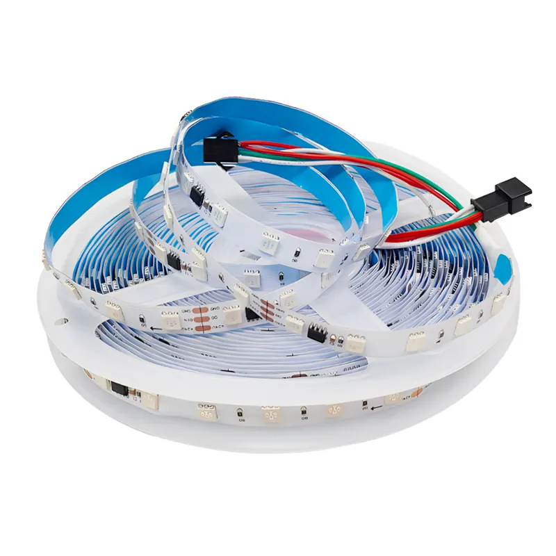 Yüksek parlak esnek LED halat şerit bant ışık lamba kırmızı mavi DC 24V 2835 LED şerit ışıkları RGB IC Led şerit 10m/roll