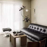 Canapé en cuir design, grand cadre en acier, style Hippo Wabi-Sabi, simple, double ou trois places, pour salon