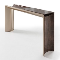 Table console MOVVON en marbre et acier inoxydable, style moderne et luxueux, avec rangement, pour hôtel, appartement, salon