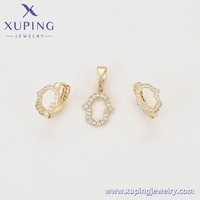 X001185170 XUPING Ensemble de bijoux main de Fatma plaqué or 14K, en cuivre écologique avec zircone cubique, comprenant boucles d'oreilles et pendentif