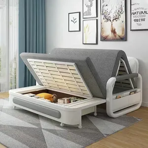Sofá-cama dobrável com estrutura de metal para móveis de apartamento, sofá-cama dobrável moderno com armazenamento