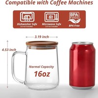 Vaso de Vidrio de Borosilicato Apto para Microondas, Aislado, Ecológico, de 16 oz, con Forma Minimalista y Posavasos a Juego para Bebidas de Oficina