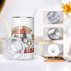 Gobelet droit de 12 oz pour sublimation, en acier inoxydable 304, à double paroi, isolé sous vide, avec paille, portable pour les voyages et l'extérieur - Product Image 1