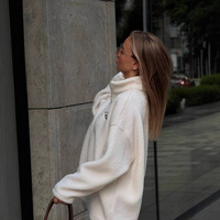 Veste décontractée en polaire pour femme, col boutonné, rembourrée, chaude, motif lettres, collection automne