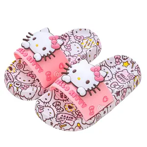Pantoufles d'été pour enfants mignonnes avec dessin animé Sanrio Kuromi Melody Hello kitty Home Outside Beach Chaussons antidérapants Chaussures