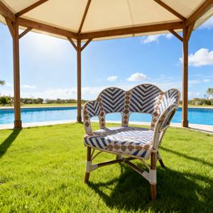 Fauteuil en rotin naturel de style <span class=keywords><strong>parisien</strong></span> personnalisable avec tissage en rotin synthétique PE pour semi-extérieur - Product Image 1