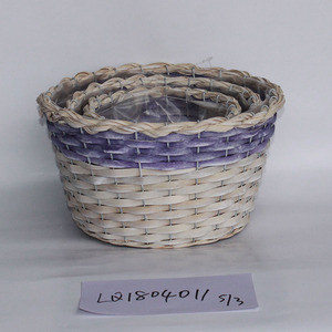 Maceta de mimbre redonda para flores - Product Image 1