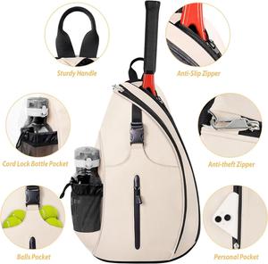 Tùy chỉnh chịu nước <span class=keywords><strong>Polyester</strong></span> Tennis <span class=keywords><strong>Sling</strong></span> Ba Lô Xách Tay Crossbody Túi cho nam giới phụ nữ giữ quần vợt cầu lông - Product Image 3