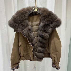 OUDINA Manteau d'hiver tendance et élégant, parka en duvet à col en <span class=keywords><strong>fourrure</strong></span> épaisse, manteau en <span class=keywords><strong>fourrure</strong></span> pour femmes - Product Image 5