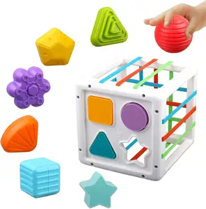 몬테소리 감각 장난감 학습 활동 아기 블록 다채로운 질감 공 정렬 게임 모양 분류기
