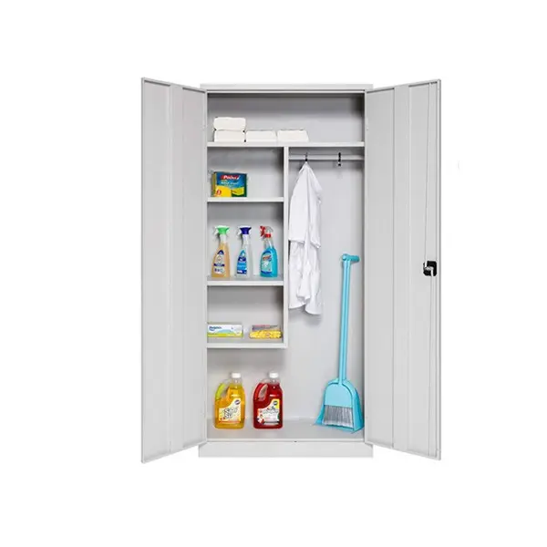Three Point Locking Large Compartments Linen Cabinet Metal Cleaning Cabinet broom storage cabinet