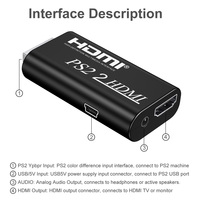 Adaptor AV konverter HDMI ke PS2 1080P, dengan kabel daya USB mendukung 480i/480p/576i A PS2 Hdmi konverter
