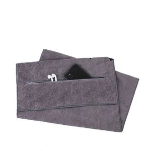 Toalla de Gimnasio de Microfibra con Capucha de Secado Rápido y Alta Calidad para Ejercicio, Color Sólido, Tejida con Bolsillo con Cremallera, Sin Logotipo, Para Todas las Edades - Product Image 2