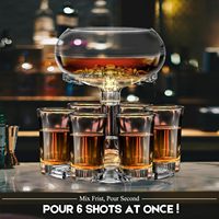 Distributeur de liqueur avec 6 verres à boire pour les types de fêtes, distributeur de verre à liqueur réglable et support en qualité alimentaire