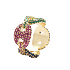 Coffee Bean Micro-set Zircon <b>Ring</b>, Colored Zircon Pig <b>Nose</b> <b>Ring</b>, Personalized <b>Ring</b>. - Product Image 1