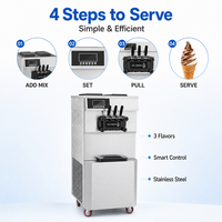 Nouvelle machine à crème glacée molle commerciale 48-50L/H haute capacité 3 saveurs pré-refroidissement qualité industrielle écologique