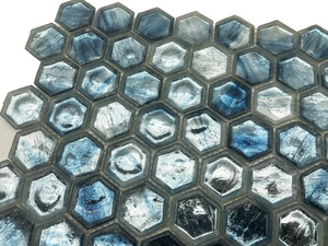 Nhà máy bán màu xanh hình lục giác kính màu khảm trang trí phòng tắm tấm Tường trang trí 3D tấm Tường cho khách sạn - Product Image 5