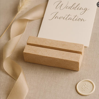 Ensemble de 4 porte-cartes de visite en marbre travertin naturel, support de menu, support de table pour mariage, porte-invitations
