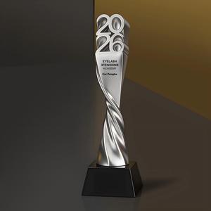 Trofeo in Resina Dorata Intrecciata HBL 2026 con Logo Inciso <span class=keywords><strong>per</strong></span> Cerimonie Annuali di Saloni di Bellezza - Product Image 6