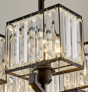 Zeal Lighting Rectangle Indoor Pendant Black LED Hanging Light Black <b>Crystal</b> <b>Chandelier</b> Light - Product Image 6