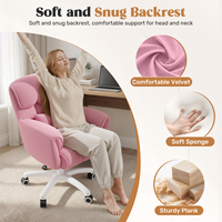 Fauteuil de bureau ergonomique moderne pivotant en velours imperméable multifonctionnel réglable en hauteur avec vérin pneumatique et revêtement haute densité