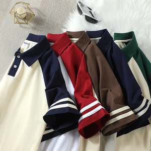 Pure Cotton Raglan Polo Shirt Short Sleeve Drop Shoulder Daily Wear Uniform Customizable - Product Image 3