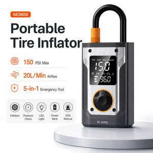 Inflador de Neumáticos Inalámbrico Portátil, Compresor de Aire Digital de 150 PSI, Bomba de Aire para Auto Recargable por USB-C de 20L/Min con Banco de Energía LED SOS - Product Image 2