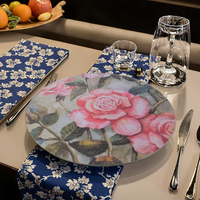 Assiette de présentation Xiangjin, vente chaude, moderne, en plastique, peinte à la main, 13 pouces, vaisselle élégante pour mariages, festivals, fêtes, table