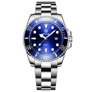 Benyar Men's Quartz Watch Blue Dial Stainless Steel Band Date Display Waterproof Luminous Analog BY-5223M - Product Image 5