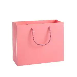 Atacado Alta qualidade fábrica luxo personalizado você possui logotipo rosa 2024 Valentines dom papel saco para meninas