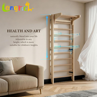 Structure d'escalade murale en bois pour aire de jeux intérieure, échelle, barre murale de gymnastique suédoise, support mural de Pilates 80x52.5x220cm Unisexe